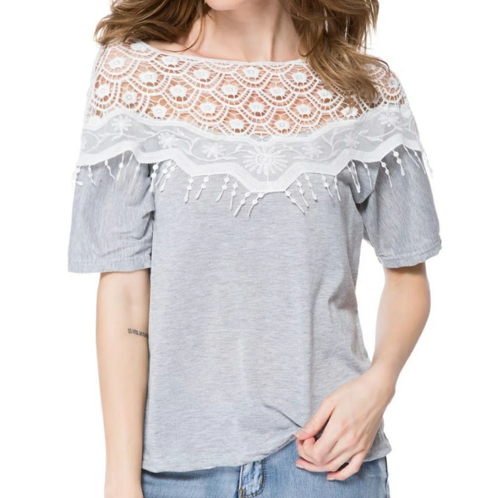 Gray crochet top